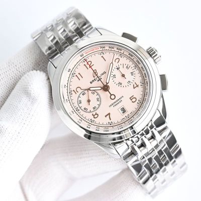 GF Factory Breitling Replicawatch Info Stainless Steel 42MM Mechanical Automatic Movement Pink Red Watch